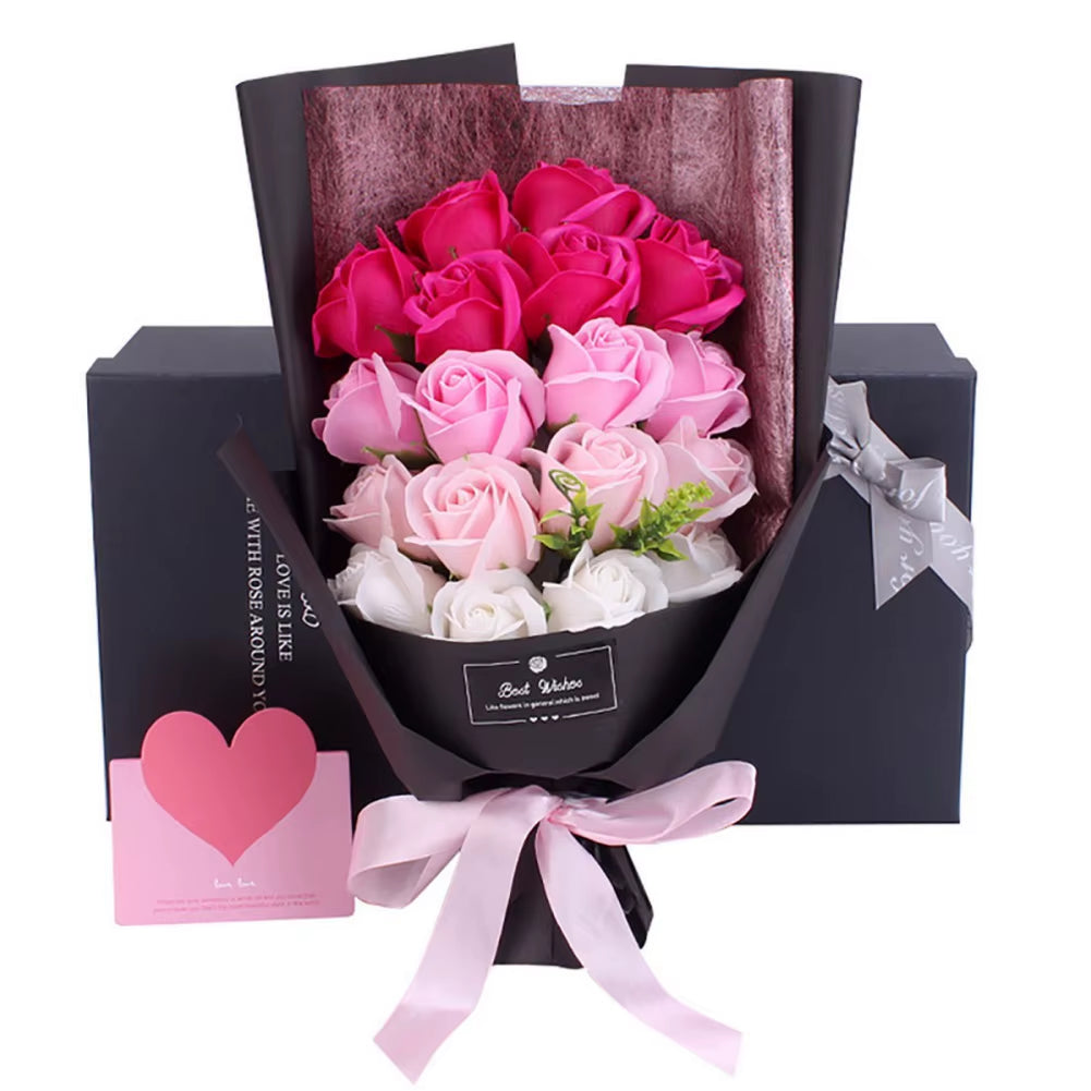 18Pcs/Box Soap Flower Bouquet Beautiful Flora Scented Bath Soap Flower in Gift Box for Anniversary Valentine'S Day Mother Day