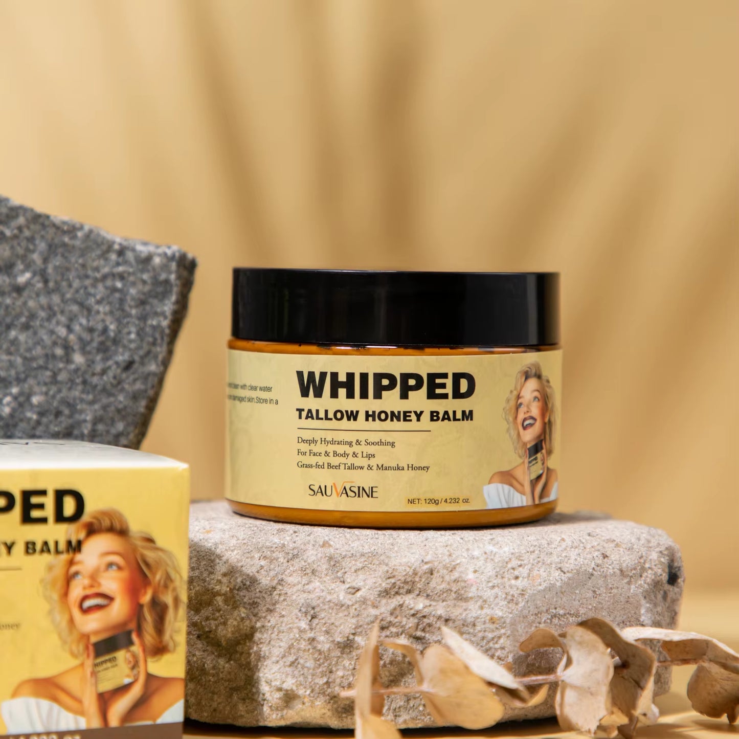 120G Whipped Tallow Honey Balm Skin Moisturizing Grass Fed Beef Tallow Wild Honey Whipped Moisturizer Cream for All Skin Types