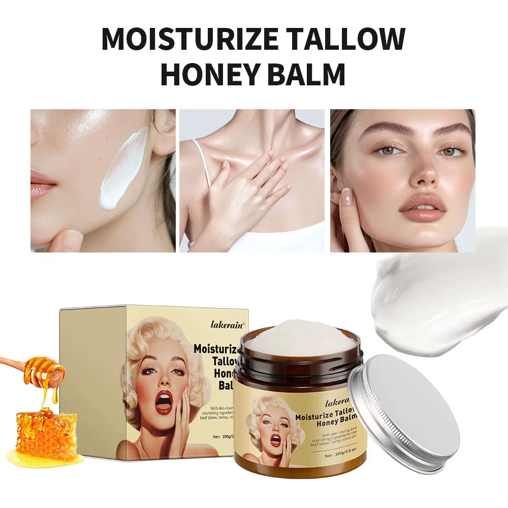 Whipped Beef Tallow and Honey Balm Moisturizing Beef Tallow Face Cream Body Lotion Grass Fed Grass Finished Face Cream Care